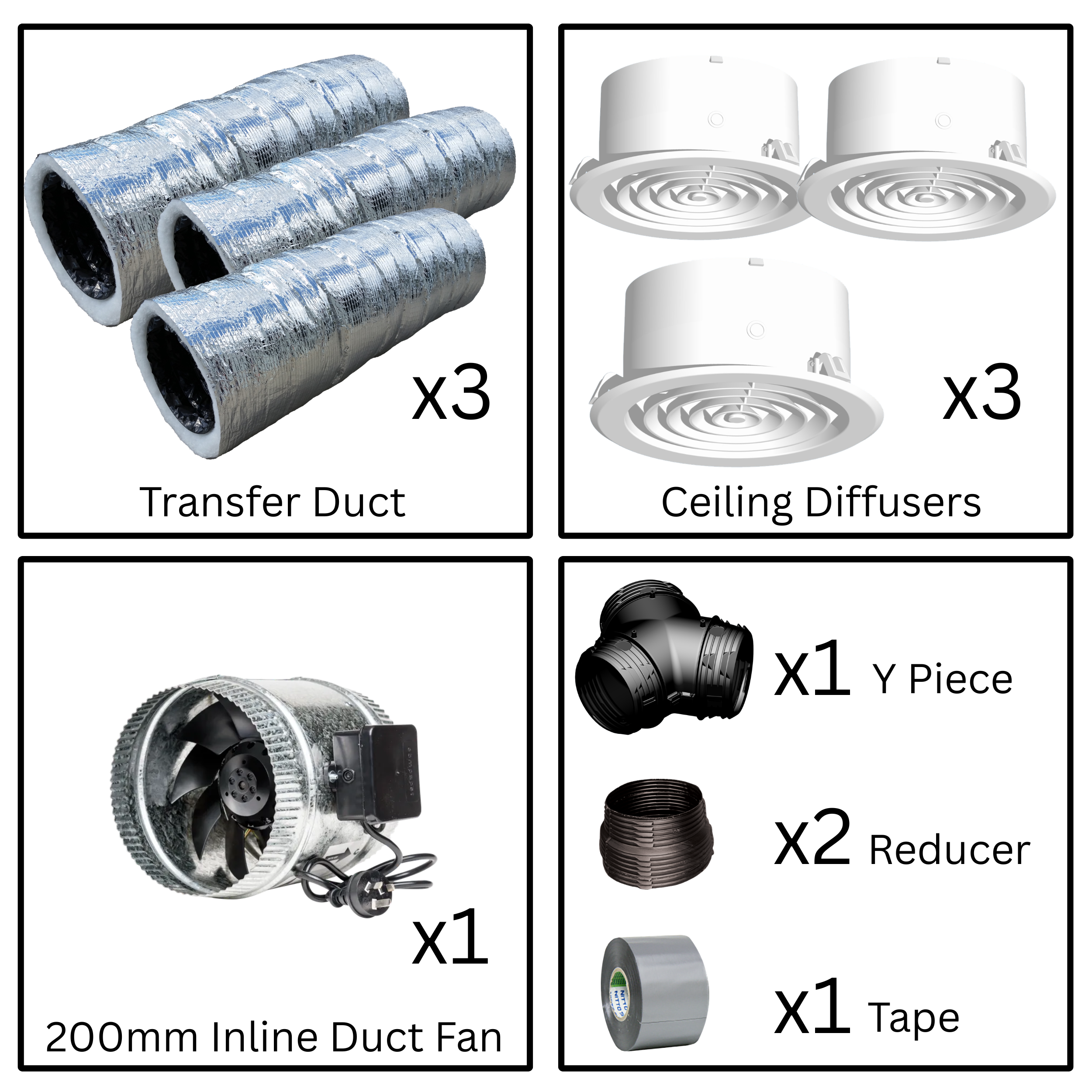Warm Air Transfer System with 200mm Fan - 2 Rooms - Image 2